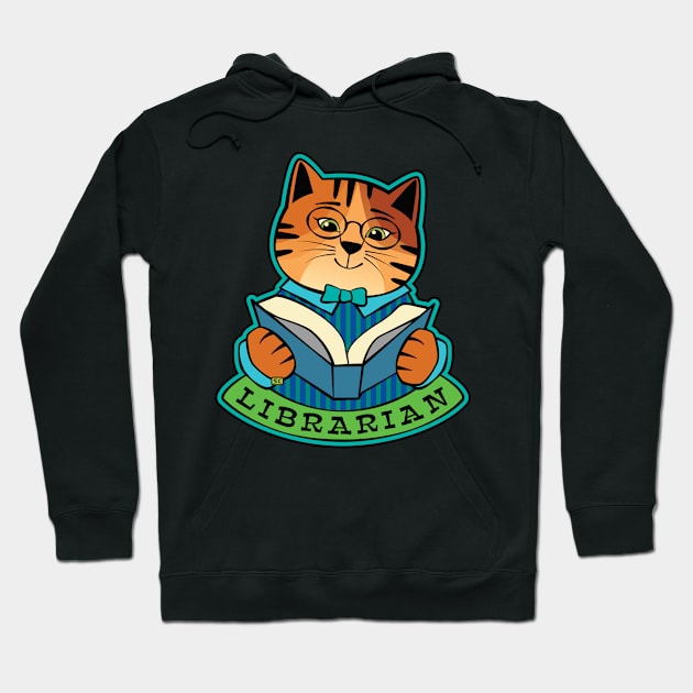 Librarian Cat Hoodie by Sue Cervenka